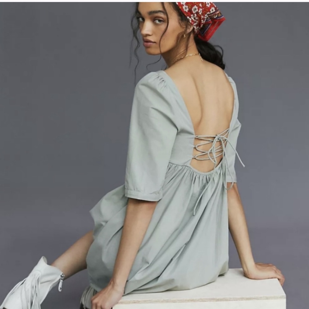 NWT Anthropologie Forever That Girl Ruched Babydoll Mini Dress Z170